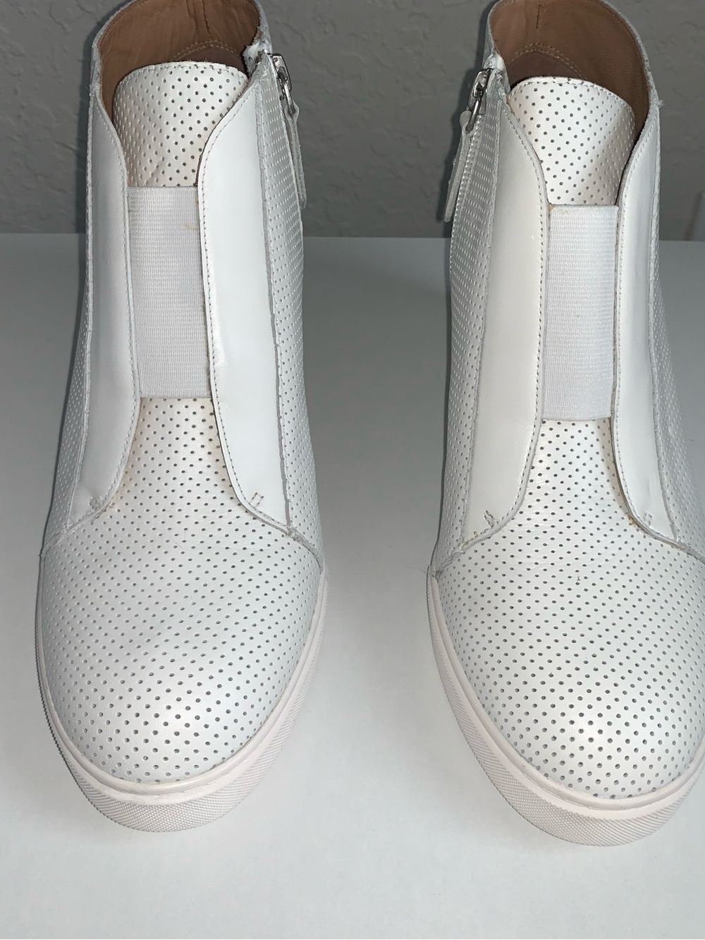 Paolo White Perforated Wedge Sneaker Boots - Picture 3 of 6